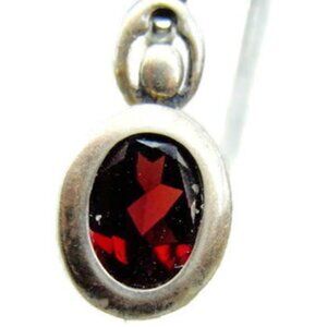 3D Red Garnet Charm Pendant Sterling Silver 925 Vintage Jewelry 1.38g